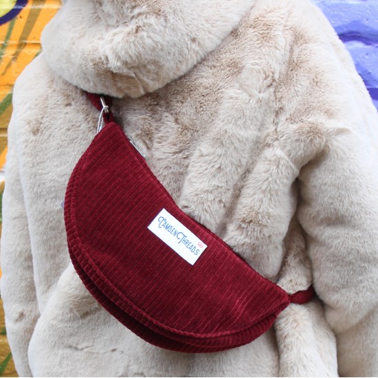Half Moon Chest Front Bag Red Corduroy